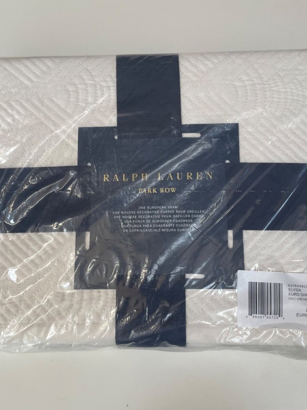 Ralph Lauren Park Row Elysia Euro Sham Chic Cream MSRP $300 Neutral Preppy